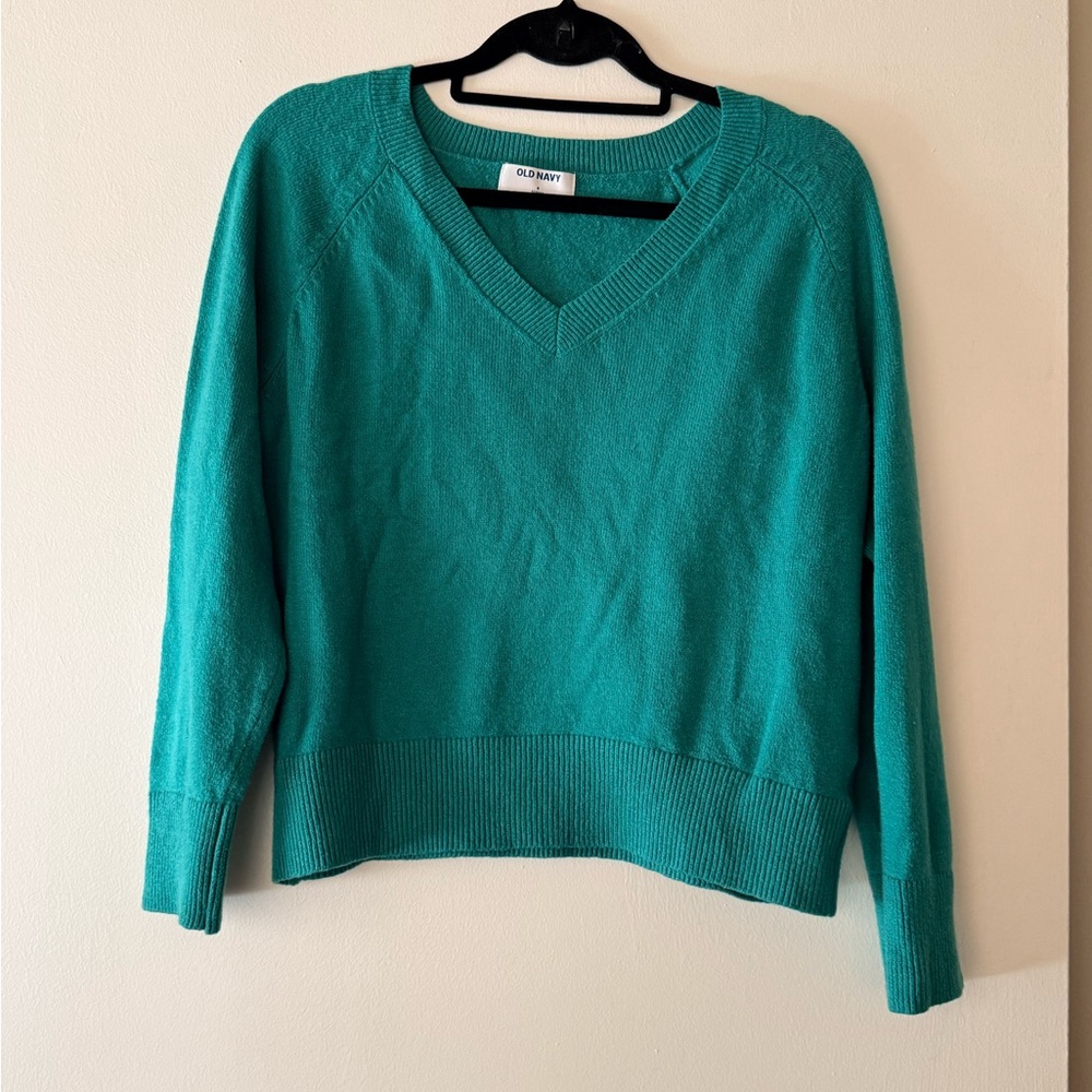 Old Navy Women's Teal V-Neck Sweater